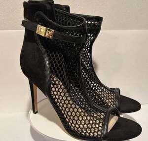 Nine West Black Mesh Stiletto Ankle Bootie Heels Size 10M
